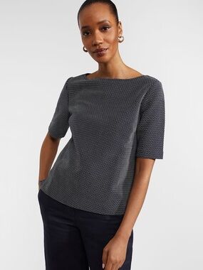 Hobbs London Navy and White Dotted Top Size XL